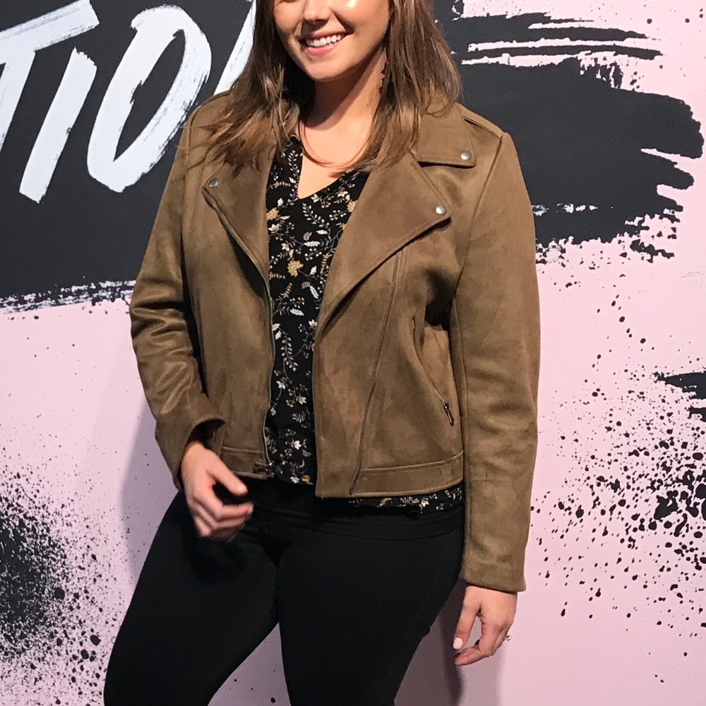 Brown Vegan Suede Moto Jacket